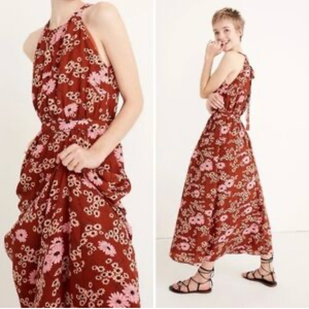 Madewell Floral Dress in Pink and Brown